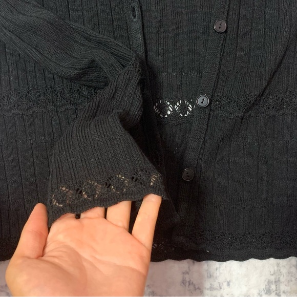 VTG Y2K Wrapper Black Cardigan Sweater Top S - Picture 9 of 10